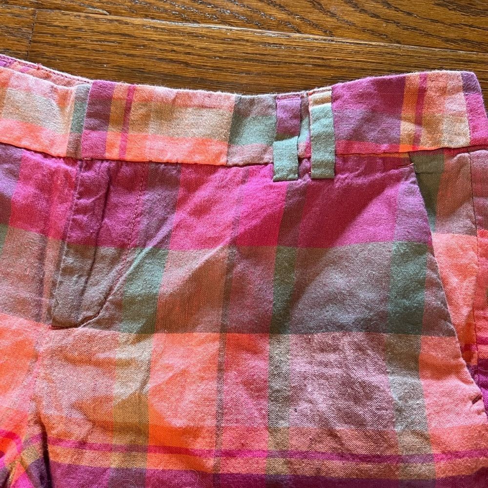 NWT beautiful Loft size 4 pink and orange plaid shorts - Picture 3 of 8